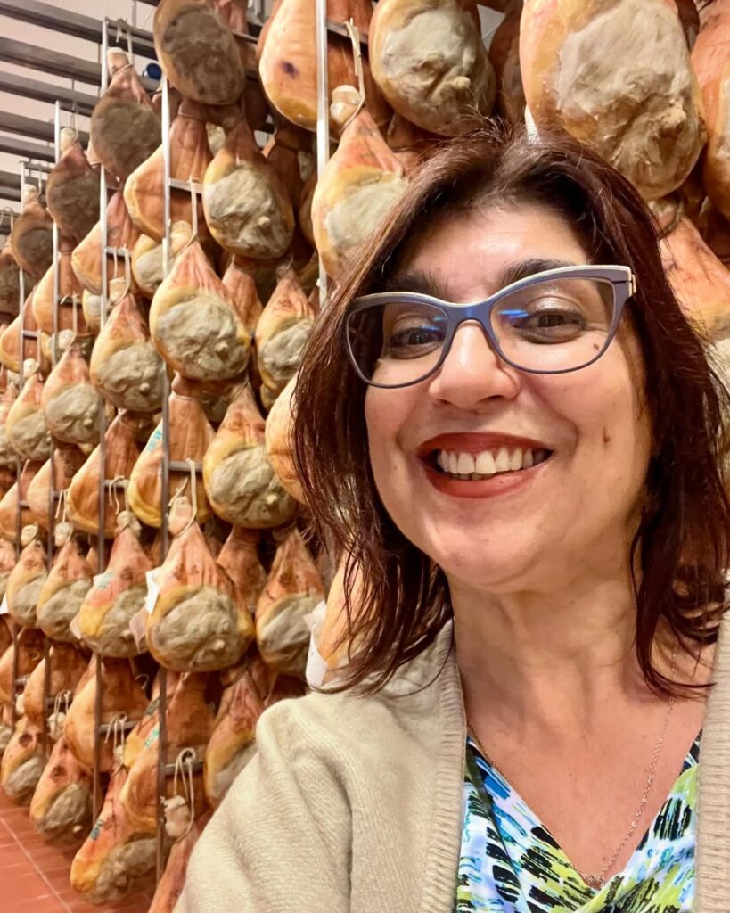The owner Tiziana in Parma at the prosciutto factory